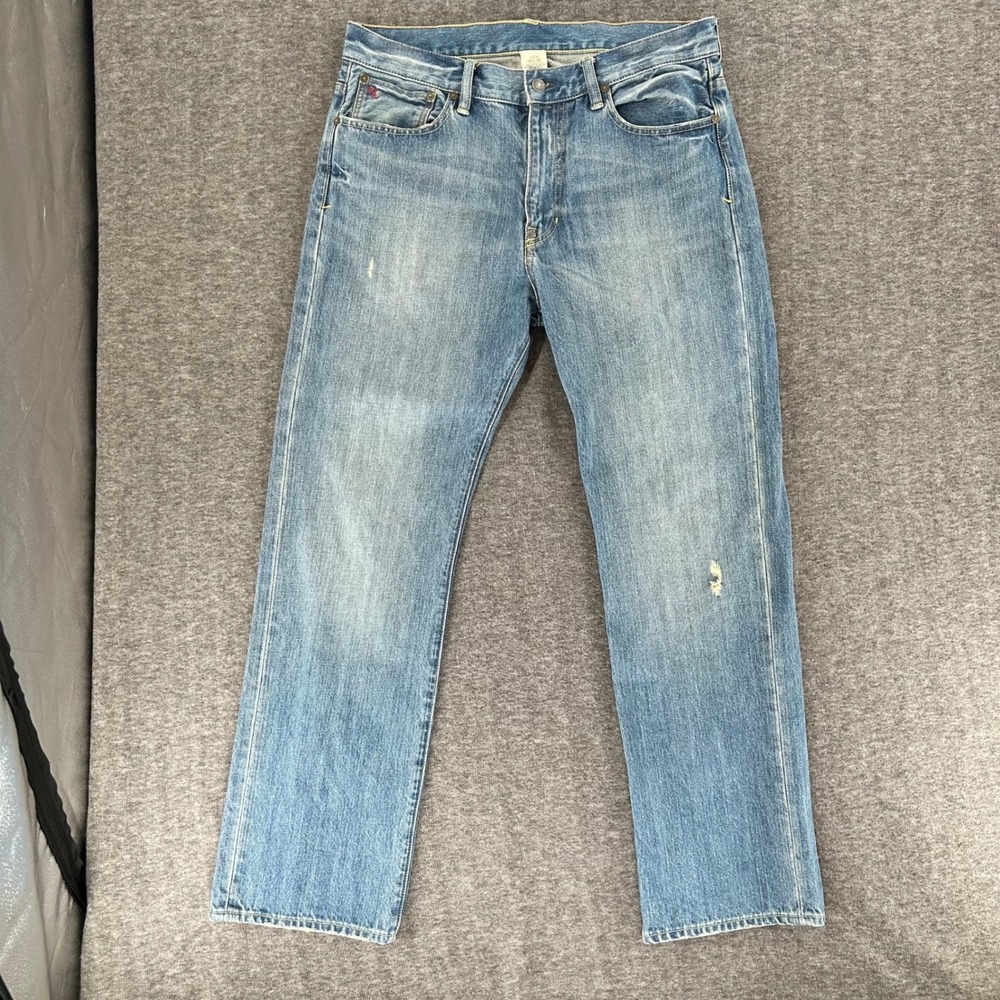 VTG Polo Ralph Lauren 67 Straight Leg Jeans Mens 33x30 Fit 36x30.5 Distressed